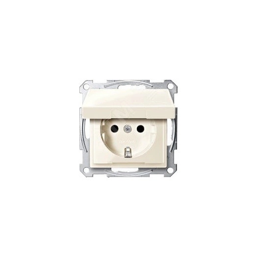 Механизм розетки Schuko с крышкой бежевый