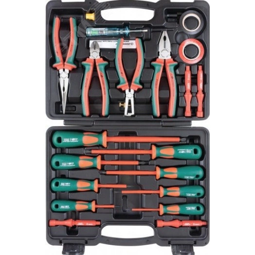 Набор диэлектрический с изолентой, отверток стержневых и шарнирно-губцевого инструмента, 20 предметов