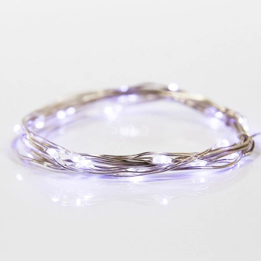 Гирлянда домашняя Роса с прищепкой 3 м, 30 LED, белое свечение, 2хCR2032 в комплекте NEON-NIGHT