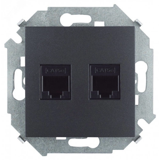 Розетка для передачи данных 2xRJ45 Cat.5e UTP (AMP) цвета графит S15