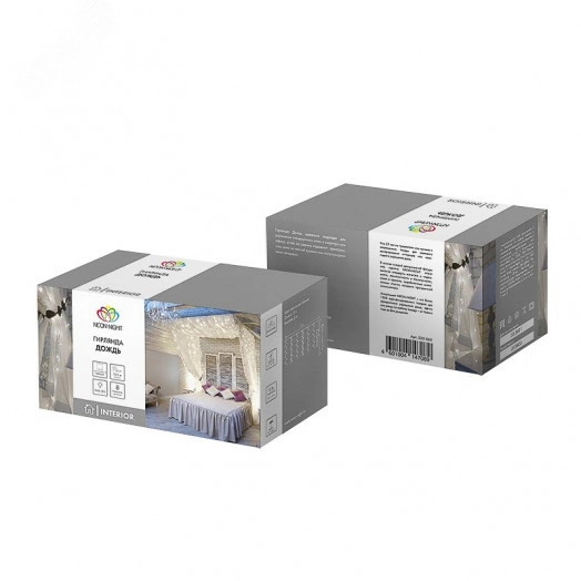 Гирлянда Светодиодный дождь 3х2 м, свечение с динамикой, прозрачный провод, 230 В, цвет белый