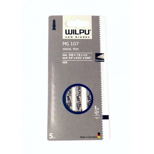 Пилка для лобзика MG 107  х5шт/уп для очень тонкой жести от 0,5 до 1,5мм