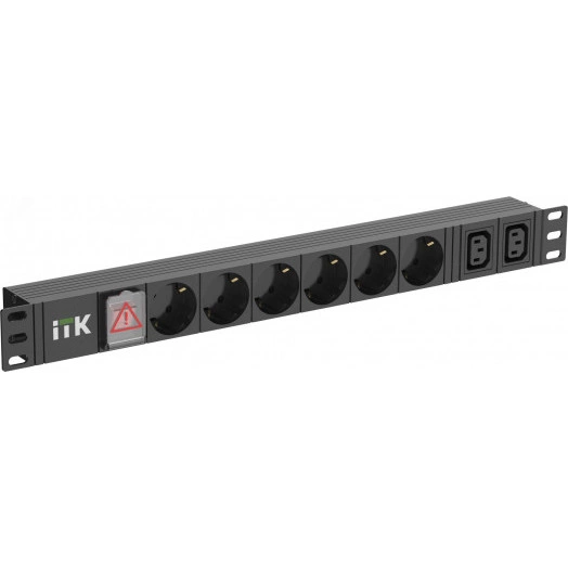 Блок PDU ITK6 розеток нем ст + 2 С13 LED 1U каб 2м нем ст