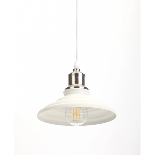 Светильник подвесной декоративный PL4 WH/SN  металл, E27, max 60W, d203 мм, шагрень белый/сатин никель (10/210) ЭРА