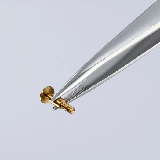 Пинцет захватный прецизионный гладкие скругленные губки 2 мм L-125 мм антимагнитный кислотостойкий нержавеющая хромоникелевая сталь KN-928418