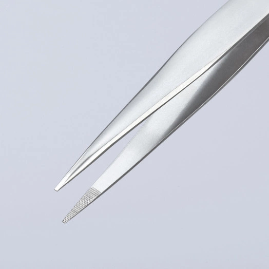 Пинцет захватный прецизионный гладкие скругленные губки 2 мм L-125 мм антимагнитный кислотостойкий нержавеющая хромоникелевая сталь KN-928418