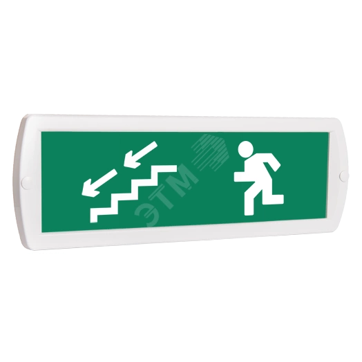 Оповещатель охранно-пожарный световой Т 24 Человек лестница влево стрелка влево вниз (зеленый фон)