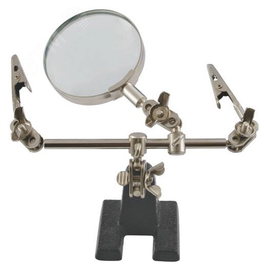 Зажим для пайки с лупой (Пост монтажный ''3-я рука'') 62 мм - 3Х