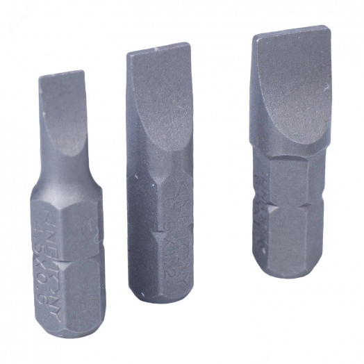 Набор вставок (бит) 1/4', шлицевые, 4,5х0,6, 6,5х1,2, 8,0х1,2, 3 предмета