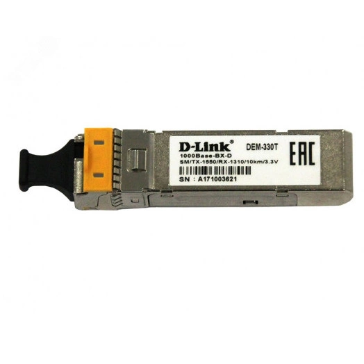 Модуль SFP 1хLC, 1.25 Гб/с, SC, WDM Tx:1550/Rx:1310 нм, до 3/10 км