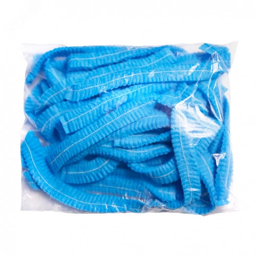 Шапочка-шарлотта, спанбонд, голубая, 100 шт/уп., .