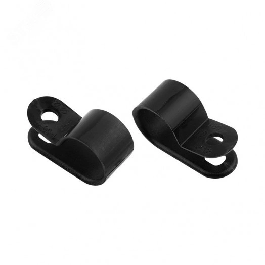 Кабельная скоба под винт 12 мм, черная, уп 50шт