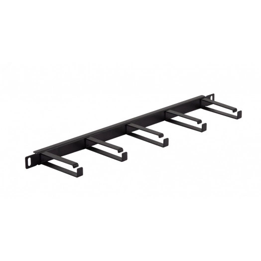 Органайзер кабельный горизонтальный 19' 0.5U, 5 колец, металлический, цвет черный (RAL9004)