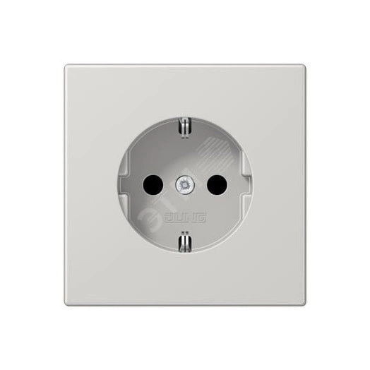 Штепсельная розетка SCHUKO одинарная, с заземлением, без шторок, 16A, 250В  (механизм + накладка, без рамки). Серия LS990  Материал- дуропласт  Цвет- светло-серый