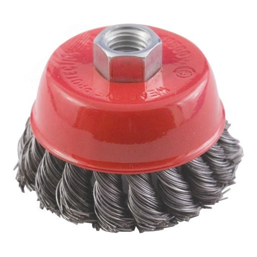 Кордщетка чашечная, гайка М14, стальная витая проволока 75 мм