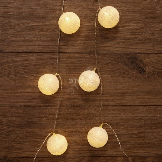 Тайские домашние фонарики Пломбир 1.5 м, 10 LED, прозрачный ПВХ, цвет свечения теплый белый, 2 х АА (батарейки не в комплекте) NEON-NIGHT