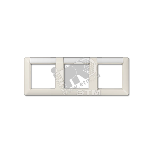 Рамка 3 поста с полем для надписи горизонтальная слоновая кость