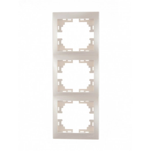 MIRA Рамка 3 поста вертикальная жемчужно-белый    перламут без вставок