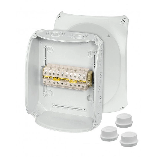 Коробка клеммная 5-полюсная 6-16 кв.мм Al/Cu 255х205х112 PC IP66 серая