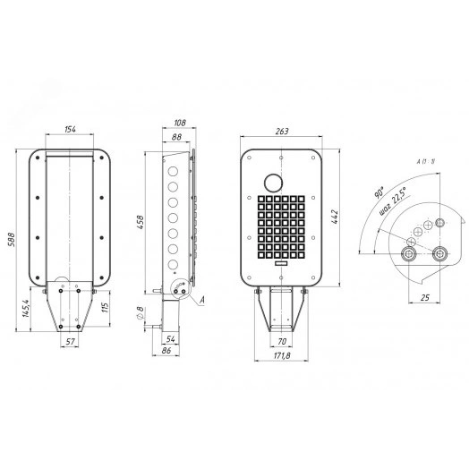Светильник LED KEDR MARK (СКУ) 150Вт 12150Лм IP67 встр проект диммир DALI