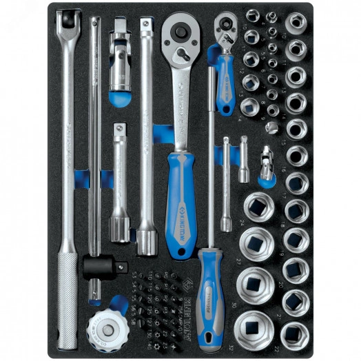 Набор торцевых головок 1/4'&1/2' с принадлежностями, ложемент, 60 предметов
