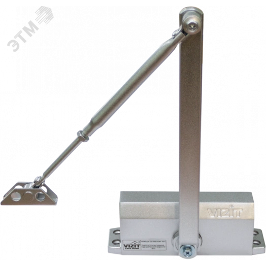 Доводчик дверной для двери весом 120 кг, рычаг с  квадратным отверстием, цвет серебряный