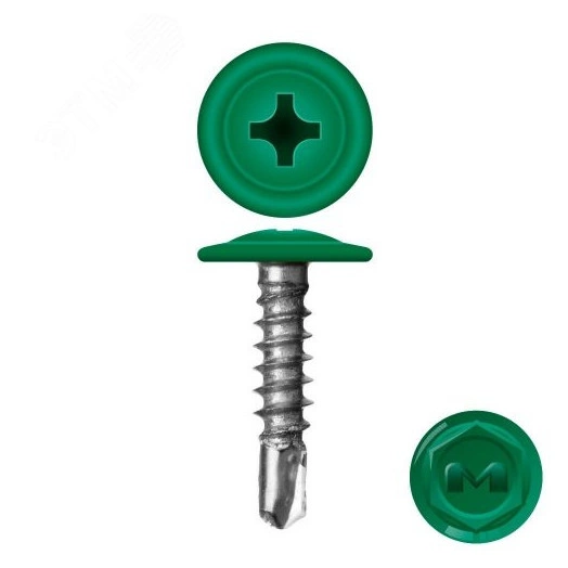 Саморез металл/металл 4.2х19 пресс-шайба сверло RAL6019