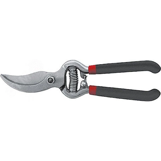 Секатор садовый, режущие кромки внахлест, цельнокованый, ПВХ покрытие ручек 200 мм