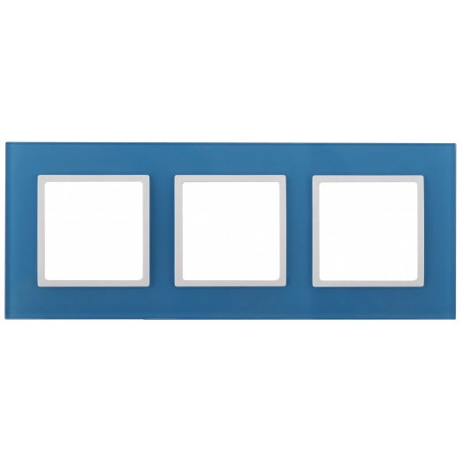 Рамка на 3 поста, стекло, Эра Elegance, голубой+бел, 14-5103-28