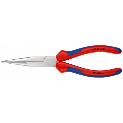 Плоскогубцы механика плоскокруглые губки с крестовой насечкой L-200 мм хромированные 2-компонентные рукоятки KN-3815200