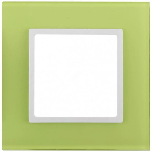 Рамка на 1 пост, стекло, Эра Elegance, лайм+бел, 14-5101-26