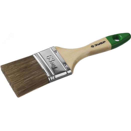 Кисть плоская ''ЛАЗУРЬ-МАСТЕР'', смешанная щетина, деревянная ручка, 63мм