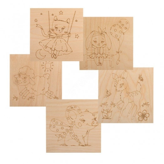 Доски для выжигания 5 шт. ''Зверюшки''