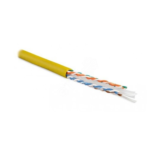 Кабель витая пара U/UTP категория 6 4 пары (23 AWG) одножильный (solid) с разделителем LSZH желтый