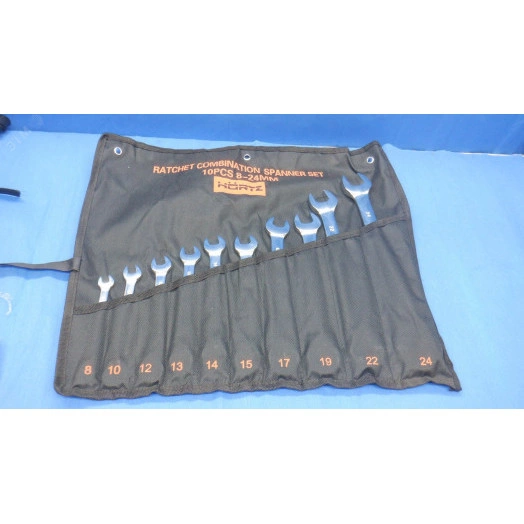 Набор ключей комбинированных трещоточных 10шт (8-24 мм) хромированные