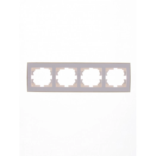 Рамка RAIN четверная горизонтальная белая с боковой вставкой золото