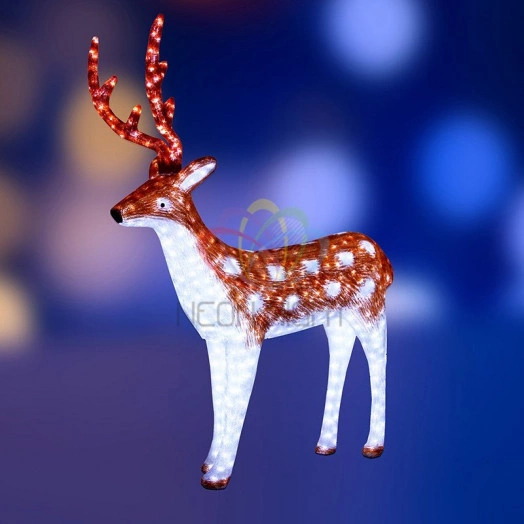 Фигура профессиональная светодиодная акриловая Олень папа коричневый 145х12х44 понижающий трансформатор в комплекте