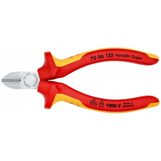 Бокорезы VDE 1000V резка - мягкая проволока 3мм проволока средней твердости 23мм твердая проволока 15мм L=125мм 62HRC диэлектрические хромированные двухкомпонентные рукоятки