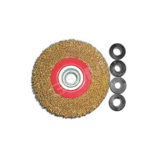 Кордщетка-колесо, стальная латунированная волнистая проволока 150 мм