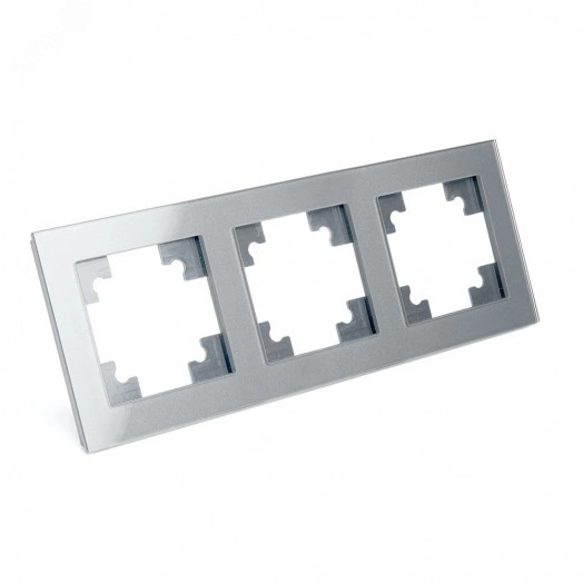 Рамка трехместная горизонтальная, серия Катрин, серебро, Stekker
