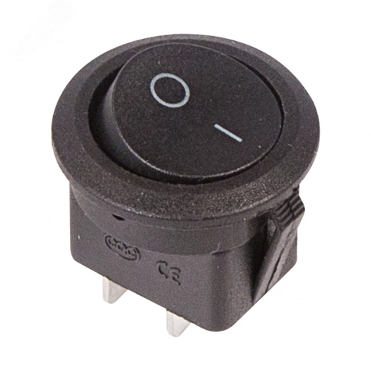 Выключатель клавишный круглый 250V 6А (2с) ON-OFF черный  REXANT
