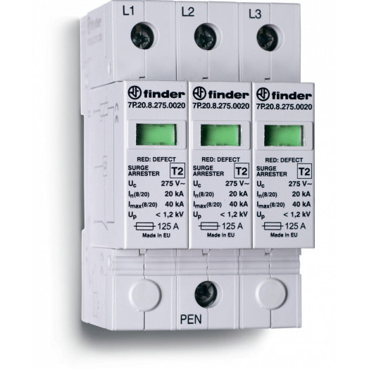 Устройство защиты от импульсных перенапряжений УЗИП тип 2 (3 варистора) для фотогальванических систем 750В DC модульный  без дополнительного контакта IP20