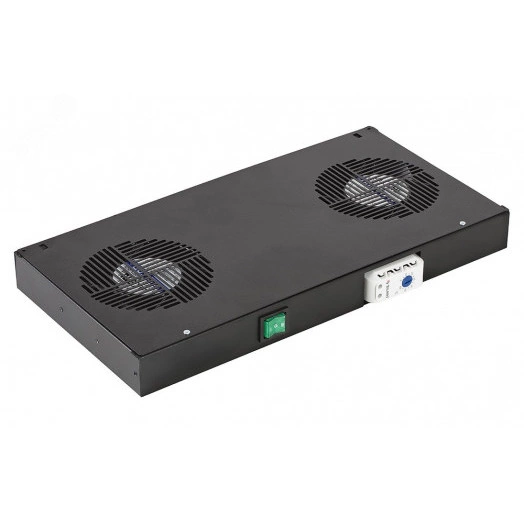 Модуль вентиляторный 2 вентилятора с термореле черный