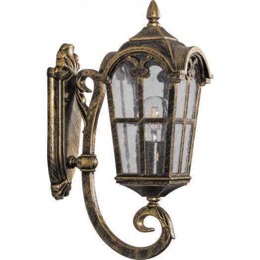 Светильник PL102 60W 230V E27 250х160х370 черное золото (на стену вверх)