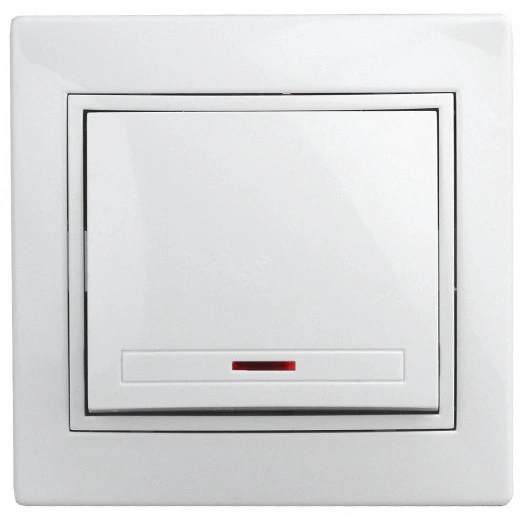 Выключатель с подсветкой, 10А-250В, СУ, б.л., Plano, белый,1Э-102-01