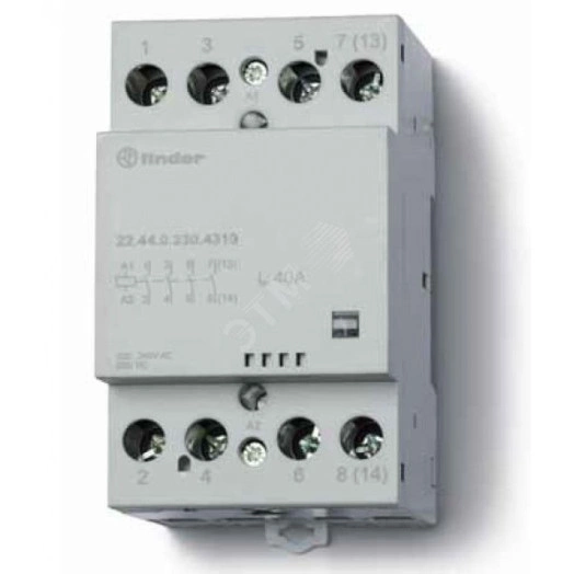 Контактор модульный 40А 2NO+2NC катушка 230В AC/DC механический индикатор