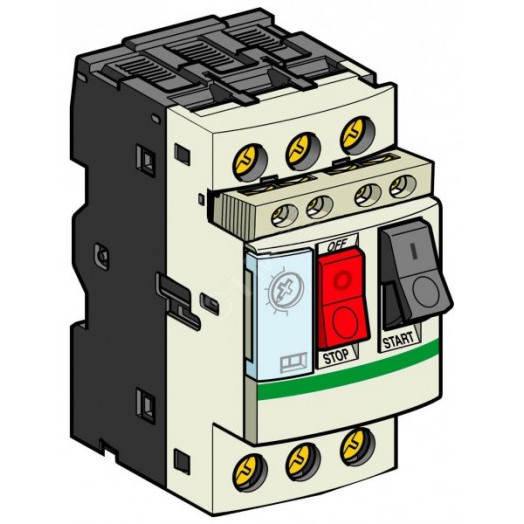 Выключатель автоматический для защиты электродвигателей 4-6.3А с комбинированным расцепителем встроенный контактный блок