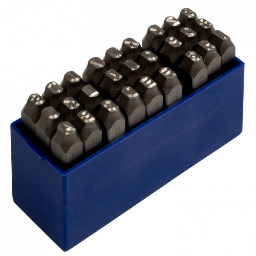 Набор ударных клейм 5 мм, буквы-латиница, 27 предметов, хвостовик HRC 40