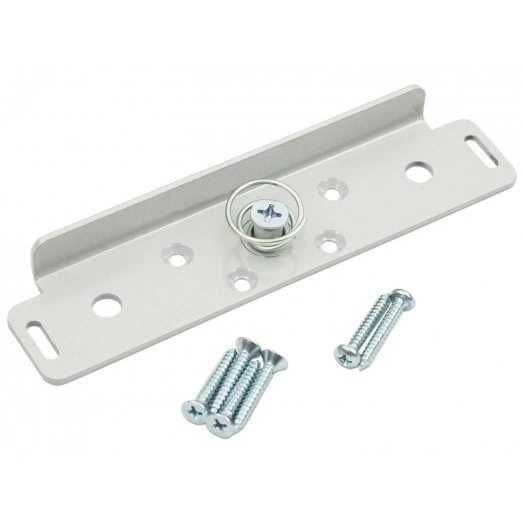 Монтажный комплект для установки якоря на двери с помощью переходной пластины, с возможностью регулировки положения на двери
