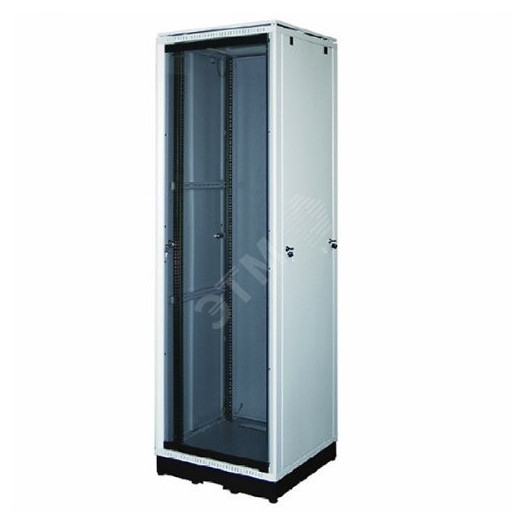 Рэковый шкаф закрытый со стеклянной дверью для установки 19'' оборудования на 24 U без комплекта направляющих и крепежа, 2 установленных вентилятора, 600x600x1226 мм